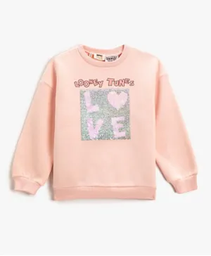 Koton Looney Tunes Embellished Sweatshirt - Pink