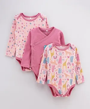 Homegrown 3 Pack Sustainable Animals Bodysuit - Pink