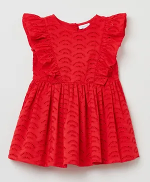 OVS Frill Sleeves Dress - Red