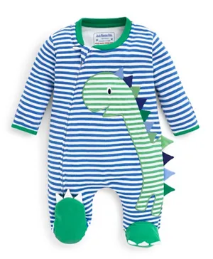 JoJo Maman Bebe Dino Appliqué Zip Sleepsuit - Blue
