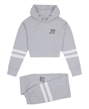 Jack Wills JW Embroidered & Striped Hoodie and Joggers/Co-ord Set - Grey