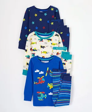 Minoti 3 Pack Aeroplane Pyjama Sets - Multicolor