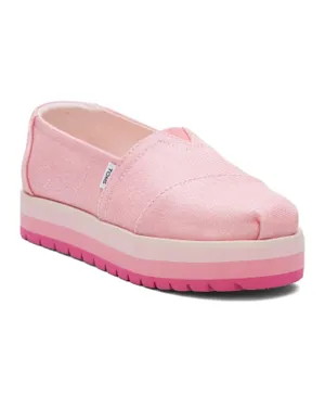 Toms Twill Glimmer Alp Platform Espedrille Shoes - Pink
