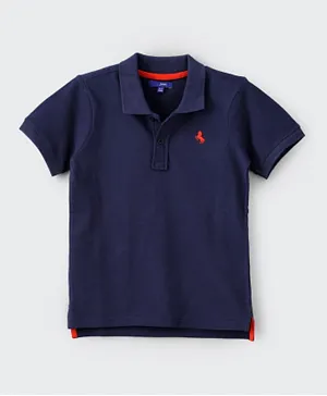 Jam Polo Neck T-Shirt - Navy Blue