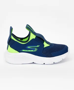 Skechers Skech Faster Slip On Shoes - Navy Blue & Lime