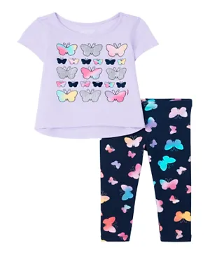 The Children's Place Butterfly T-Shirt & Leggings Set - Pastel Purple