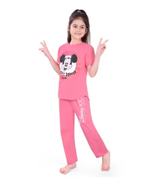 Minnie Mouse Mickey Graphic T-Shirt & Pants Set - Pink