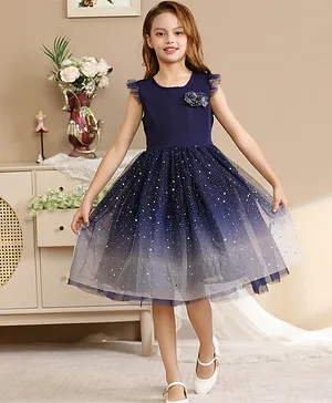 Le Crystal Embellished Dress - Blue
