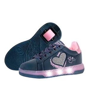 Breezy Rollers Glitter Heart LED Shoes With Wheels - Blue