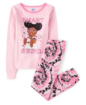 The Children's Place Tie Dye Allover Printed Pyjama Set - Pink