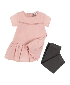 SMYK Patterned Dress With Leggings Set - Pink