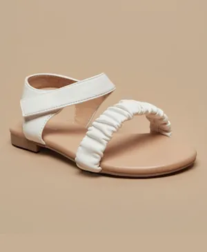 Flora Bella by ShoeExpress Ruched Strap Sandals - White