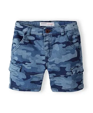 Minoti Camouflage Printed Combat Shorts - Blue