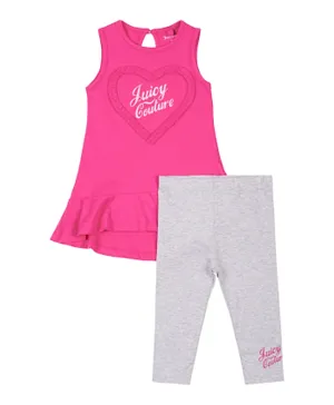 Juicy Couture Heart Frill Dress and Legging Set - Pink