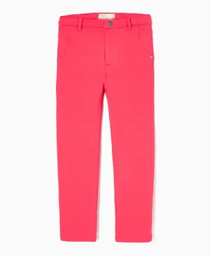 Zippy Button Closure Jeans - Pink