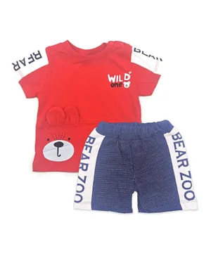 Donino Baby Bear Zoo Tee with Shorts Set - Red