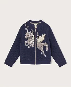 Monsoon Children  Embellished Unicorn Jacket - Blue