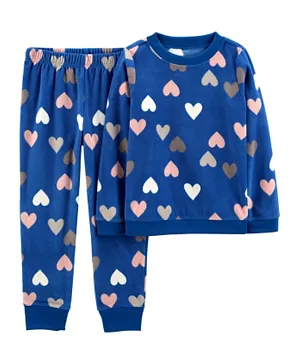 Carter's 2-Piece Heart Cotton & Fleece PJs - Blue