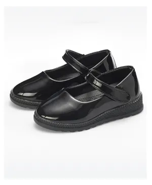 Babyqlo Shiny Mary Jane Shoes with Hook and Loop Closure - Black