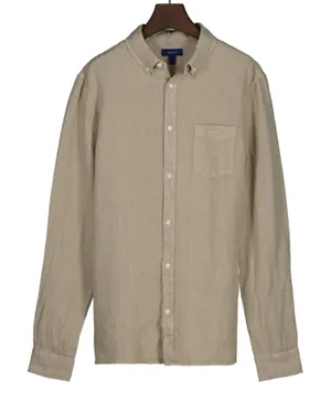 Gant Solid Linen Shirt - Beige