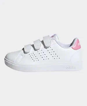 adidas Advantage Base 2.0 Velcro Closure Shoes - Cloud White & Bliss Pink