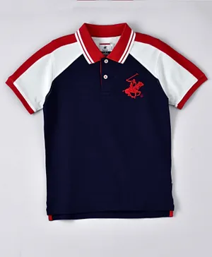 Beverly Hills Polo Club On Deck Color Block Polo - Navy