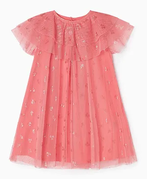 Zippy Foil Printed Dress - Pink