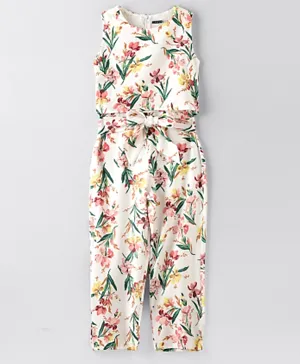 Hashqlo Sleeveless Flower Printed Jumpsuit - Multicolor