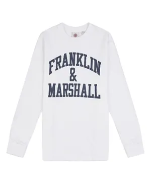 Franklin & Marshall Logo Graphic Long Sleeved T-Shirt - White