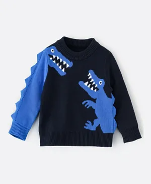Babyqlo Mother And Baby Dino Pullover - Blue