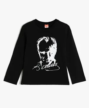 KOTON Ataturk Graphic T-Shirt - Black