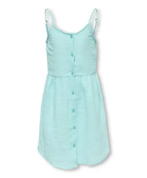 Only Kids Button Strap Dress - Pastel Turquoise