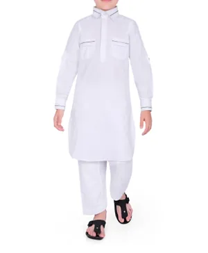 Mashroo Riwaya Pathani Suit - White