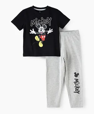 UrbanHaul X Disney Mickey Mouse Pyjama Set - Black & Grey