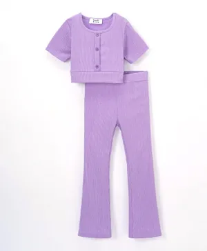 Trendyol Plaid Crepe Top with Pants Set - Lilac