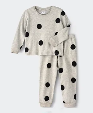 Little Story  Polka Dots Printed Nights Suit - Grey