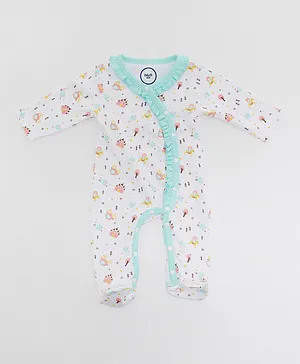 R&B Kids All Over Printed Sleepsuit - White