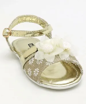 Cute Walk by Babyhug Party Wear Sandal With Floral Motif - Golden