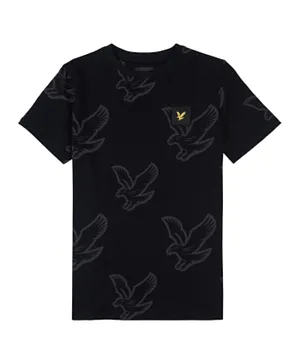 Lyle & Scott Cotton All Over Eagle Print T-Shirt - Black