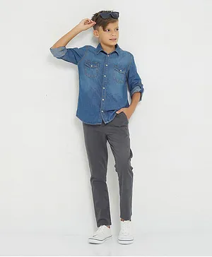 Aeropostale Solid Woven Chino - Grey