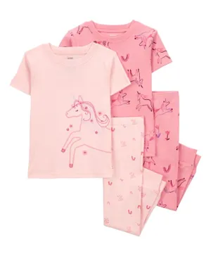Carter's 4-Piece Unicorn 100% Snug Fit Cotton Pajamas - Pink