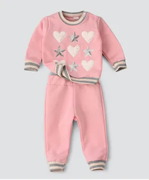 Babyqlo 2Pc Heart  Winter Pajama Sets - Pink