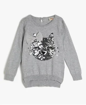 Koton Cat Embellished Sweater - Grey