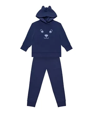 GreenTreat Organic Cotton Dog Graphic Oversized Hoodie & Slouch Joggers - Navy Blue