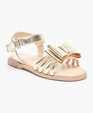 Flora Bella by ShoeExpress Bow Accent Sandals - Gold