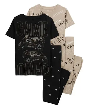 Carter's 4-Piece Gamer 100% Snug Fit Cotton Pyjamas - Black/Beige