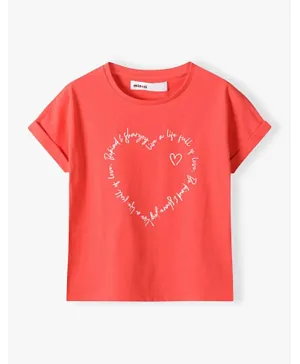Minoti Heart Graphic Turn Up Sleeves T-Shirt - Red