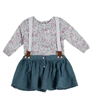 Mini Moi Baby Girls 2 Piece Bodysuit and Skirt Set - Denim Blue
