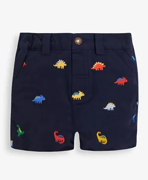 JoJo Maman Bebe Dino Embroidered Twill Shorts - Navy