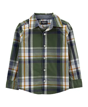 OshKosh B'Gosh Button Front Plaid Shirt - Green